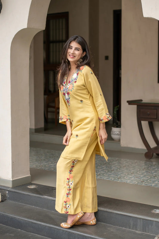 Pallavi Luxe Embroidered French Crepe Kurta Set