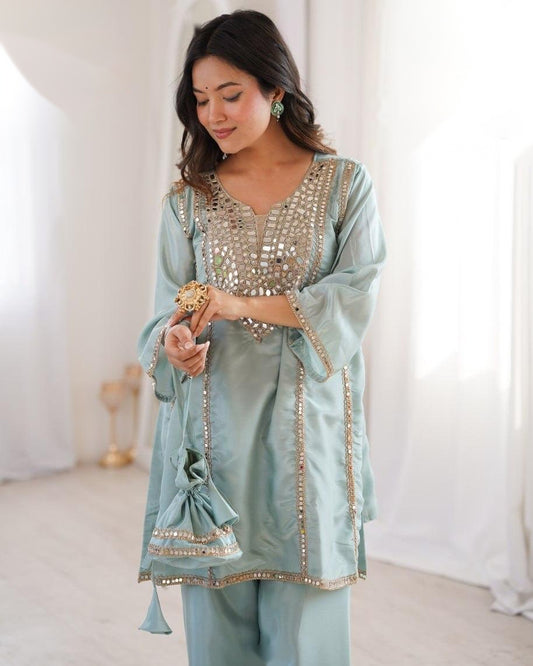 Mehr Mirror-Work Kurta Set with Potli