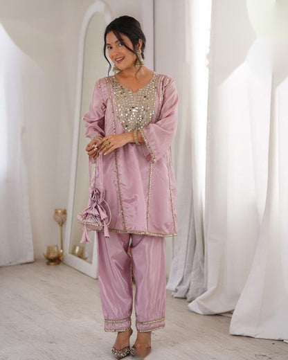 Mehr Mirror-Work Kurta Set with Potli