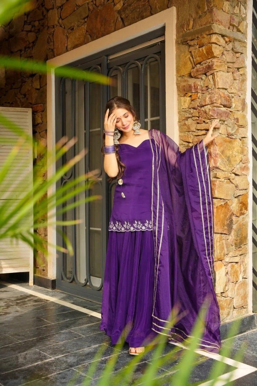 Varni Embroidered Rangoli Silk Kurta Set