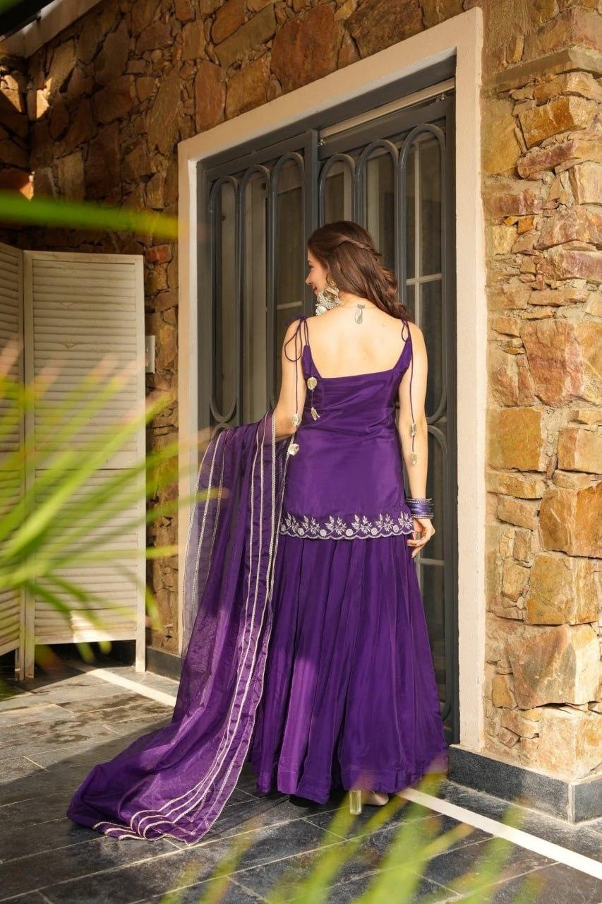 Varni Embroidered Rangoli Silk Kurta Set