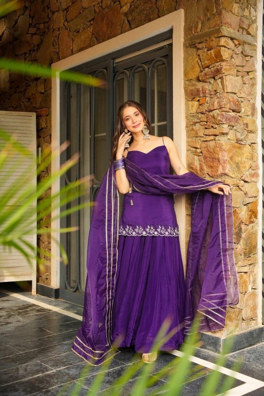 Varni Embroidered Rangoli Silk Kurta Set