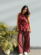 Twisha Ajrakh Print Asymmetric Kurta & Palazzo Set