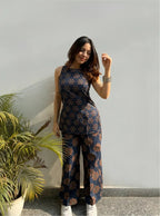 Daya Ajrakh Print Asymmetric Kurta & Palazzo Set