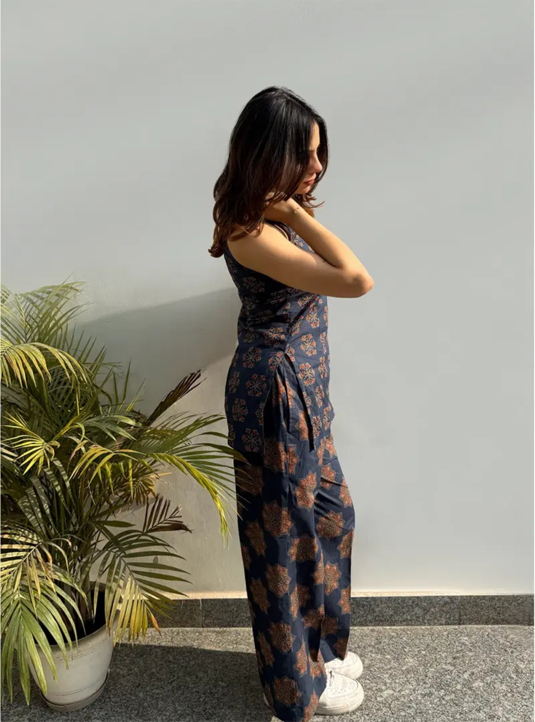 Daya Ajrakh Print Asymmetric Kurta & Palazzo Set