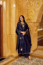 Dhara Aykaa Royal Chanderi Anarkali Set - Regal Navy