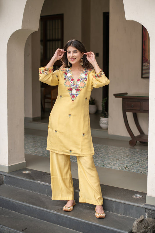 Pallavi Luxe Embroidered French Crepe Kurta Set