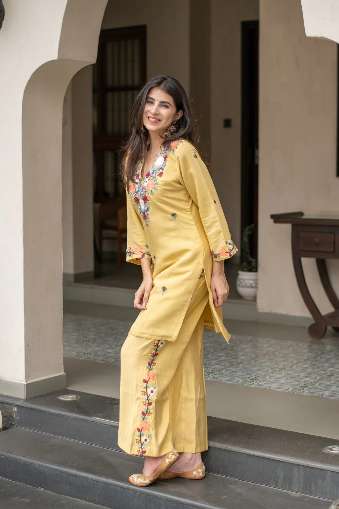 Pallavi Luxe Embroidered French Crepe Kurta Set