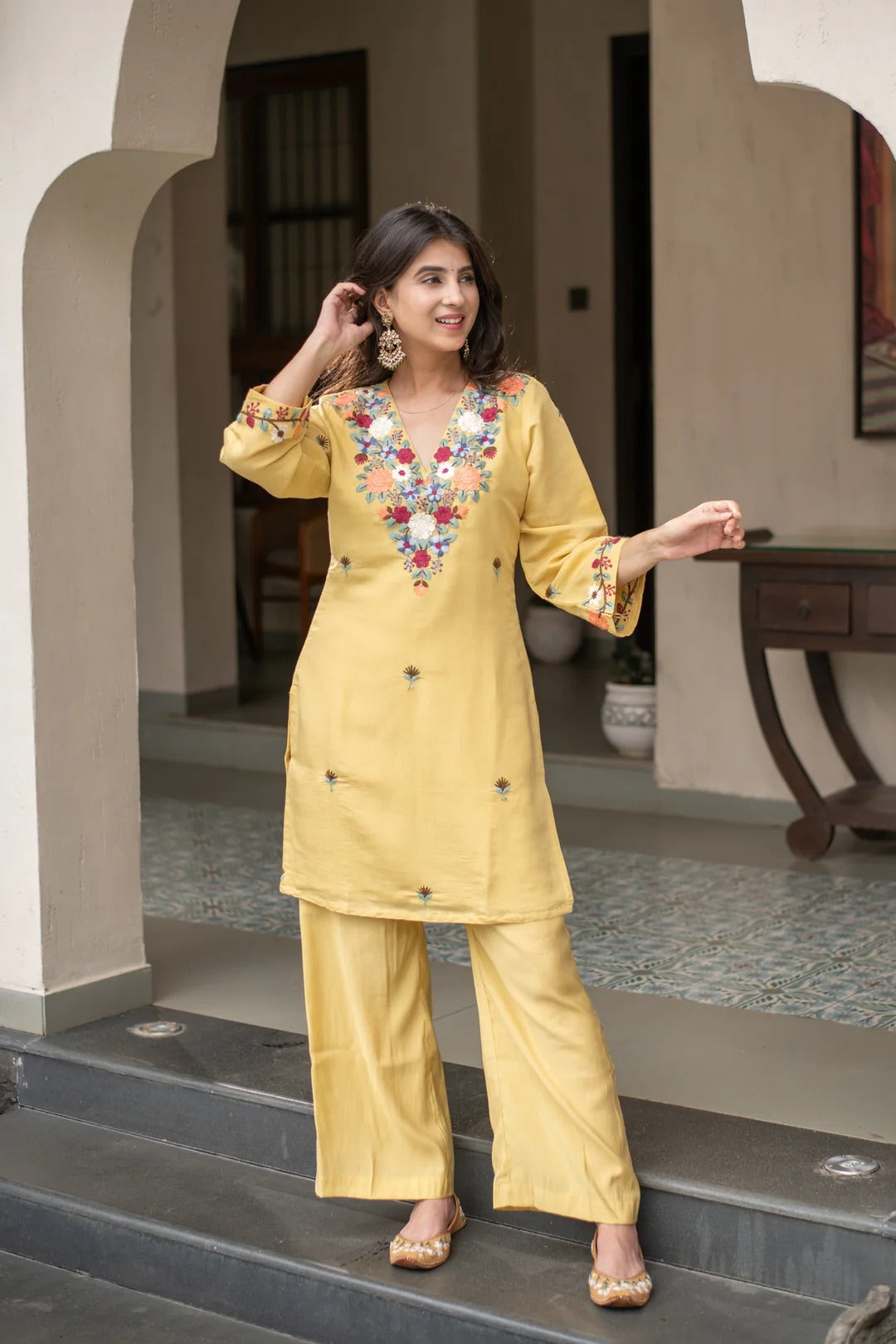 Pallavi Luxe Embroidered French Crepe Kurta Set