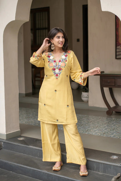 Pallavi Luxe Embroidered French Crepe Kurta Set