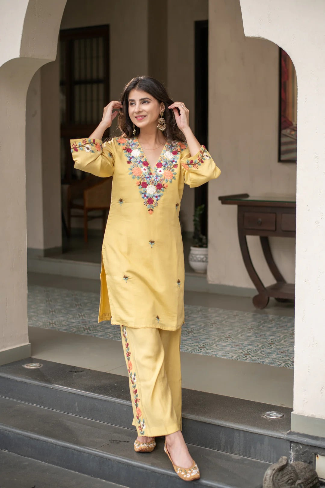 Pallavi Luxe Embroidered French Crepe Kurta Set