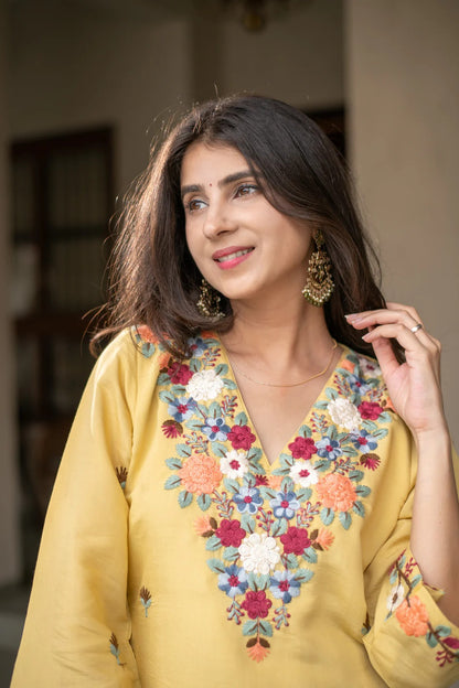 Pallavi Luxe Embroidered French Crepe Kurta Set