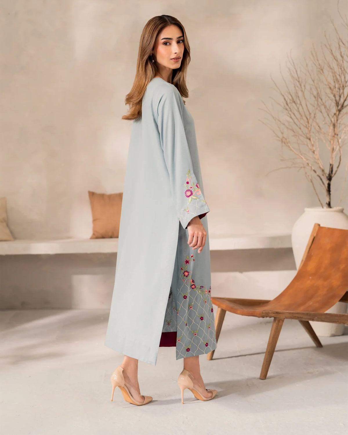Sai Artisan Floral Embroidered Chanderi Silk Suit Set
