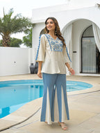 Neel Pari Embroidered Tunic & Flared Palazzo Set
